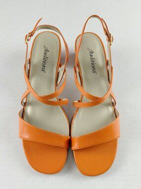 Auditions Georgette Slingback Sandals Women's 8.5 Burnt Orange Leather Strappy